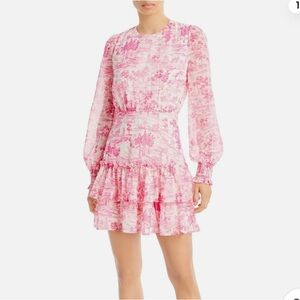 Aqua pink toile dress